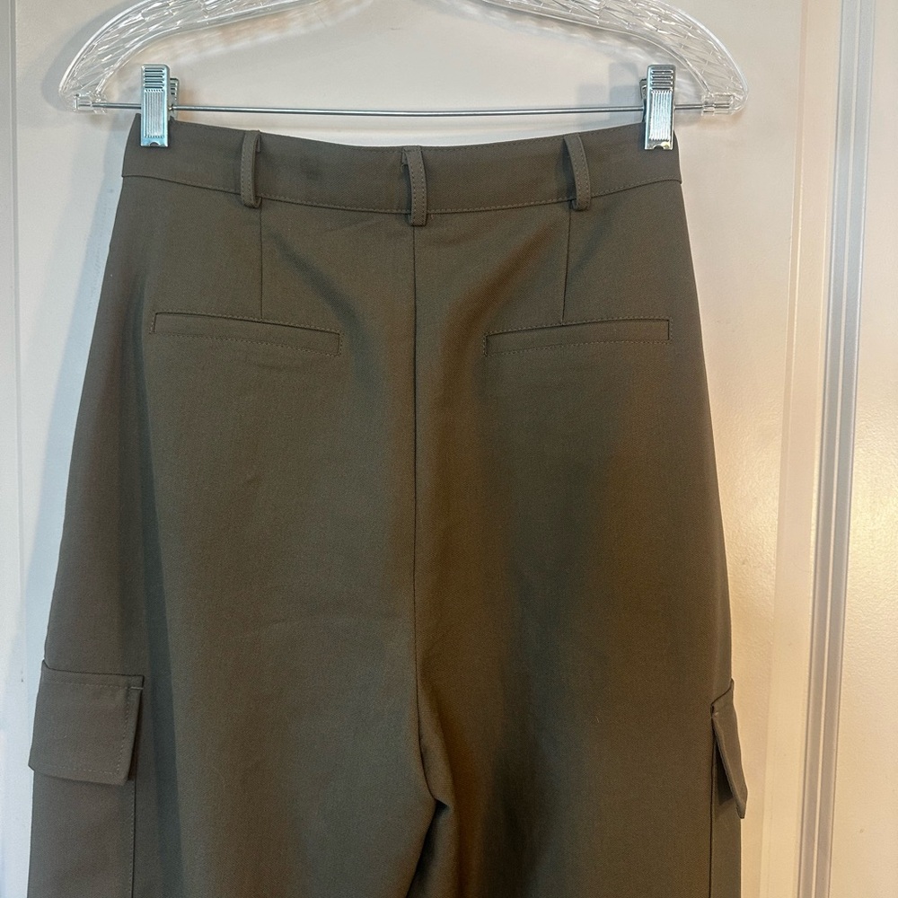 The Frankie Shop Maesa Olive Pleated Hi- Rise Cargo Trousers, Small - Picture 10 of 13